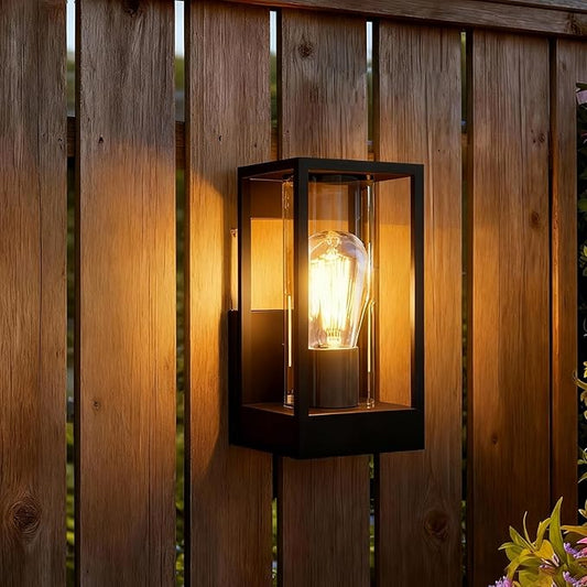 Outdoor Wall Light, Dusk to Dawn Sensor Aluminum Rustproof & Weatherproof Outside Light, Modern Wall Light for Garage, Garden, Patio (Black)