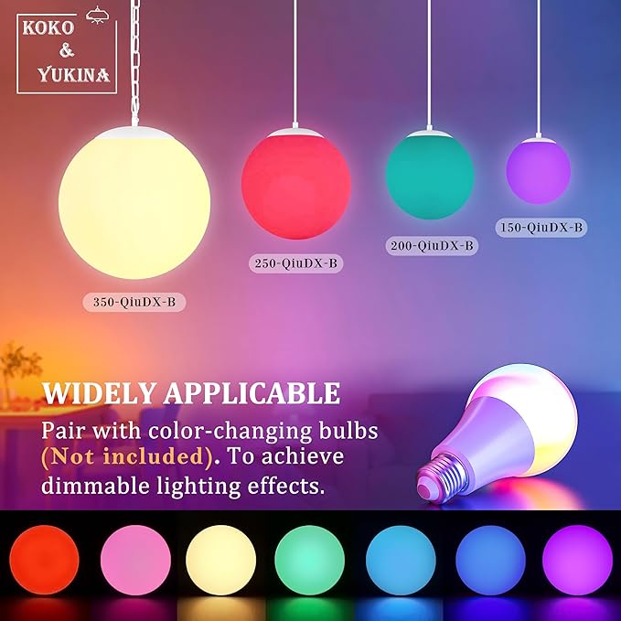 KoKo&Yukina 10 Inch Pendant Light White Globe Pendant Lights Kitchen Island Mid Century Light Fixture Adjustable Globe Pendants Lights with Milky White Glass Shade for Dining Room Living Room