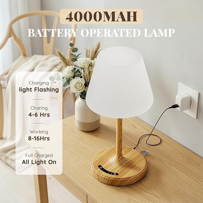 Shower Lamp Waterproof Bathroom Lamp for Inside Shower Bathtub, Rechargeable Cordless Table Lamp with 4000mah Battery, Touch Dimmable Light, Small Relaxing Spa Night Lamp for Bathroom, Kitchen, Desk