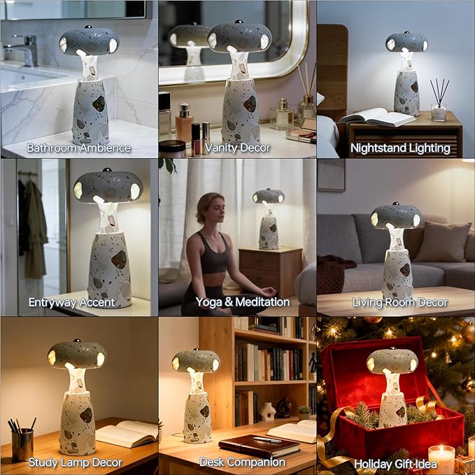 Natural Marble Table Lamp, Three-Color Temperature Dimmable LED Stone Table Lamp, Dining Room Bedroom Ambiance Decorative Light. Suitable for bedrooms, Living Rooms, Bedside Tables, and Side Tables