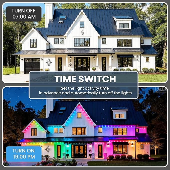 Permanent Outdoor Lights, 100ft Smart Eave Lights with 50 LED Lights, IP67 Waterproof Outdoor String Lights for Garden Decor,Deck,Christmas with App/Remote Control