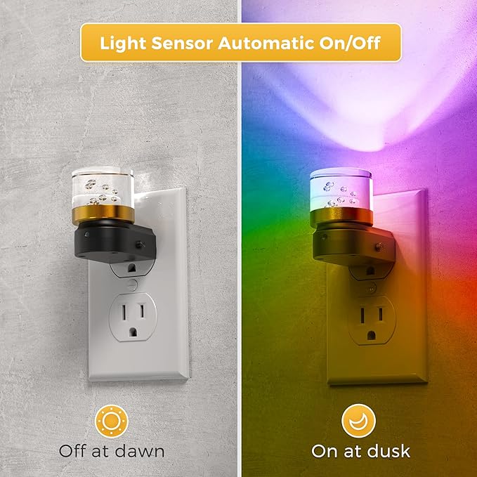 L LOHAS LED Night Light, Night Lights Plug into Wall, Color Changing Nightlight RGB with Dusk to Dawn Sensor, for Halloween, Christmas, Holiday, Hallway Bedroom Kids Room, 2 Pack