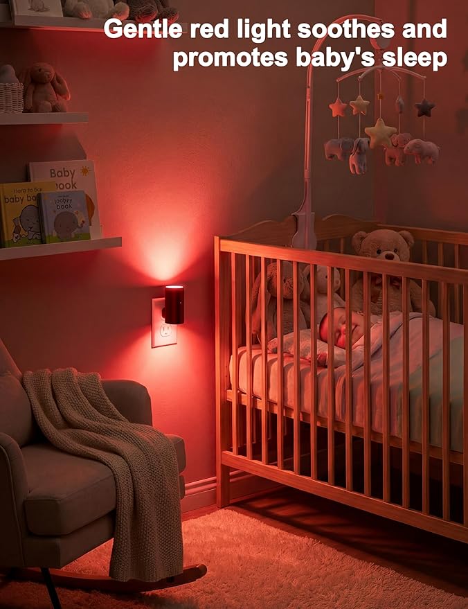VOLISUN Red Night Light Plug into Wall, LED Night Lights with Light Sensor, Sleep Aid Red, Dimmable Night Light for Christmas, Holiday Decor, Hallway, Bedroom, 4 Pack