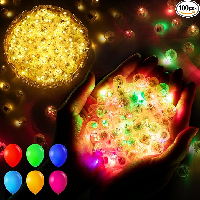 200pcs Balloon Lights Warm White+Rainbow Mini LED Lights Round Long Standby Time Ball Lamps for Birthday Party Easter Christmas Halloween Decoration Paper Lantern
