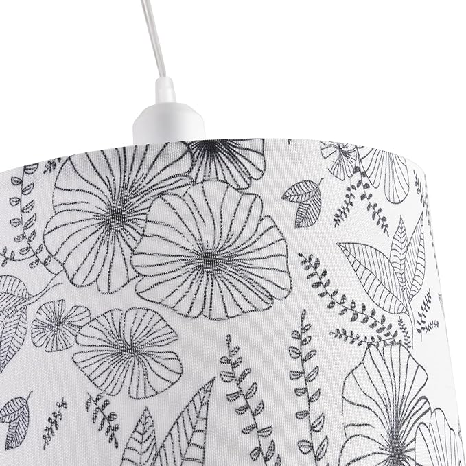 2 Pack Plug in Pendant Light, Hanging Light with 15Ft Clear Cord, On/Off Switch, Flower Fabric Lamp Shade, Hanging Light Fixture for Bedroom, Kitchen, Living Room, Dining Table
