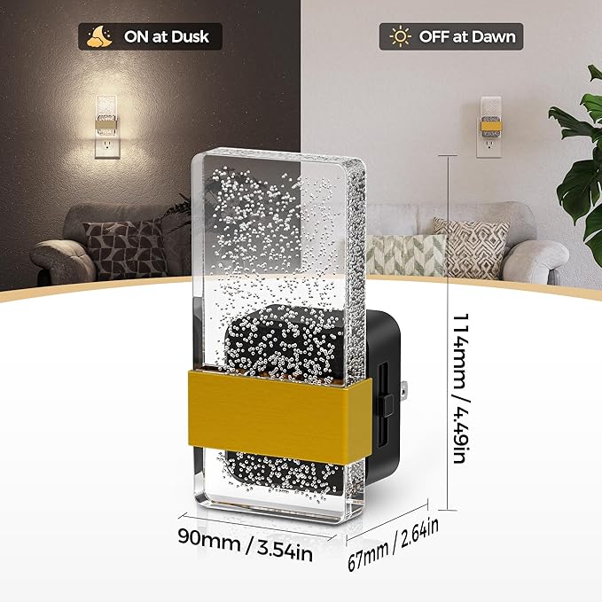 DORESshop LED Night Lights Plug into Wall, [2 Pack] 0-100LM Dimmable Nightlight, Bubble Decorative Night Light, Dusk to Dawn Sensor, Wall Sconce-Style Design Nightlights for Bathroom, Hallway, 5000K