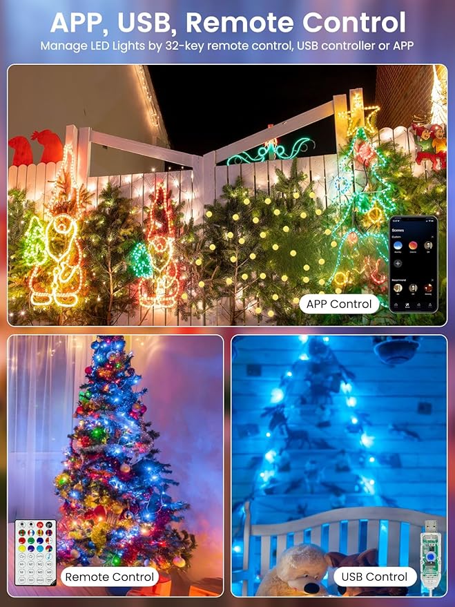 Smart Color Changing String Lights for Bedroom, 33FT 66LED App Control LED Globe Fairy Lights with Remote, Twinkle Light Indoor Outdoor for Girl's Room Party Classroom Decorations