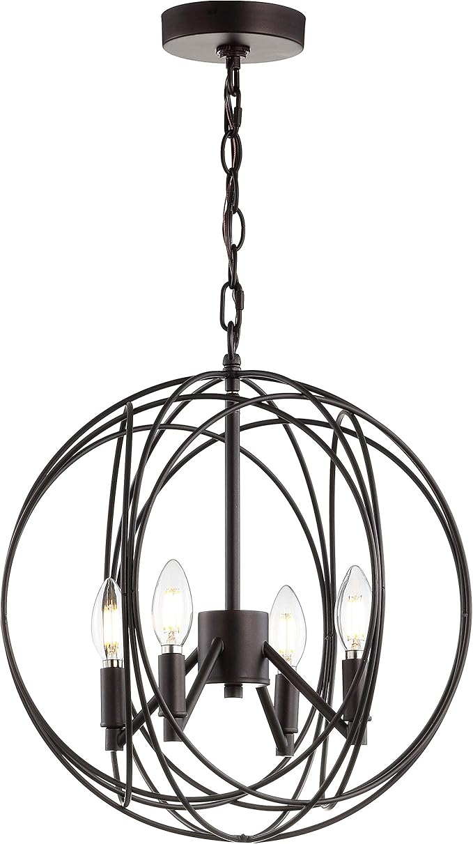 SAFAVIEH PND4055A Cason Adjustable Dark Grey 4-Light (LED Bulbs Included) Pendant