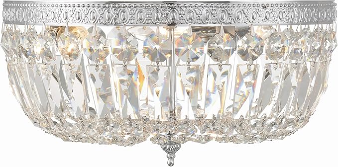 Crystorama 3 Light Spectra Crystal Polished Chrome Flush Mount