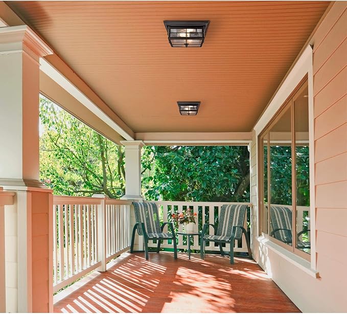Westinghouse 6578400 Orwell 2 Light Outdoor Flush Mount Fixture in Oil Rubbed Bronze and Clear Glass, 6578400