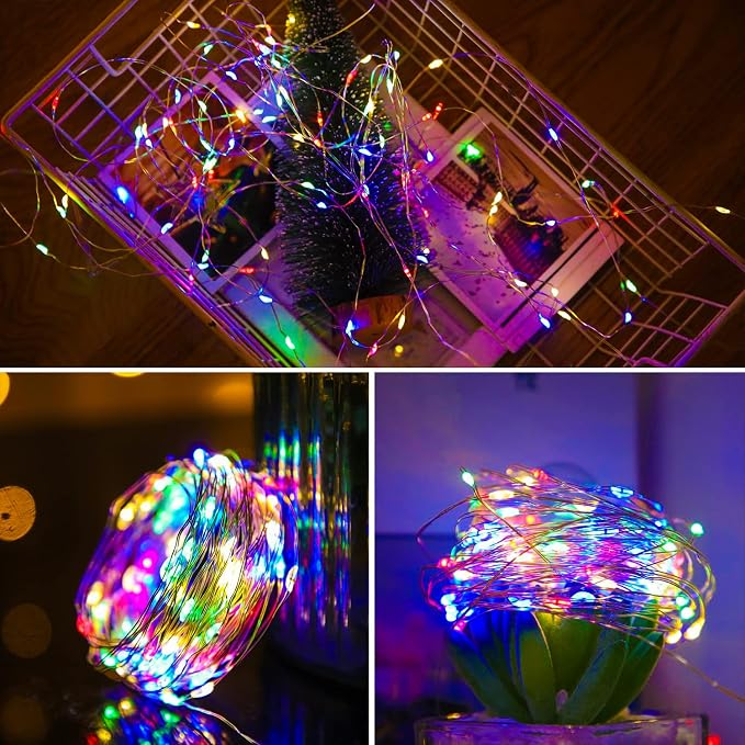 Yiaht 12 Pack Fairy Lights Battery Operated String Lights 7 Feet 20 Led Waterproof Christmas Lights Silver Wire Firefly Starry Moon for Bedroom DIY Party Wedding Patio Christmas Multicolor