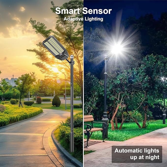 Ultra Bright Solar Street Lights Outdoor: 12000W Solar Lights Outdoor with 300,000LM, IP67 Waterproof Dusk to Dawn with Remote Commercial & Industrial Floodlight for Parking Lots, Warehouses, Yard