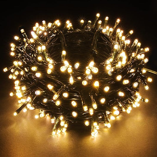 PMS 100-1000 LED Christmas Lights, Low Voltage Fairy String Lights with 8 Modes, Ideal for Xmax Tree, Garden, Home, Party, Halloween Festival Deco (Warm White, 500 LEDs)