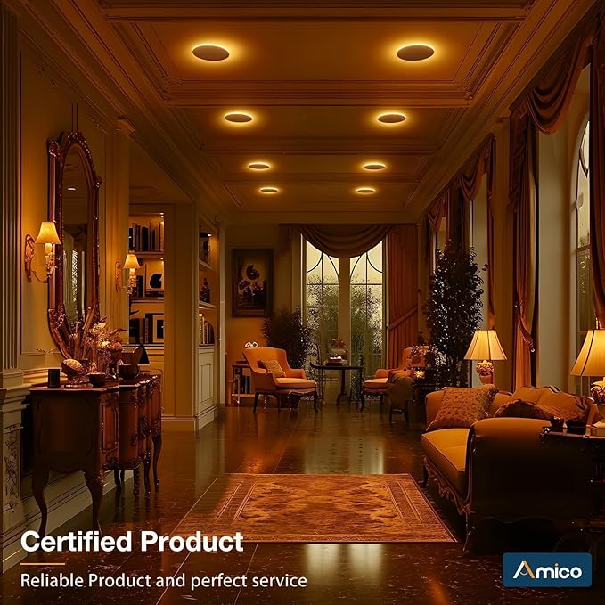 Amico 20 Pack 6 Inch 5CCT LED Recessed Ceiling Light with Night Light, 2700K/3000K/3500K/4000K/5000K Selectable Ultra-Thin Recessed Lighting, 12W=110W, 1100LM, Dimmable Canless Wafer Downlight ETL&FCC