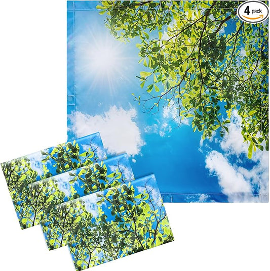 VIHOSE 4 Pcs 2 x 2 Feet Fluorescent Light Covers for Ceiling Lights Classroom Magnetic Light Filters for Reducing Harsh Glare Flicker for Office Classroom Home Drop Ceiling(Sky Leaves)