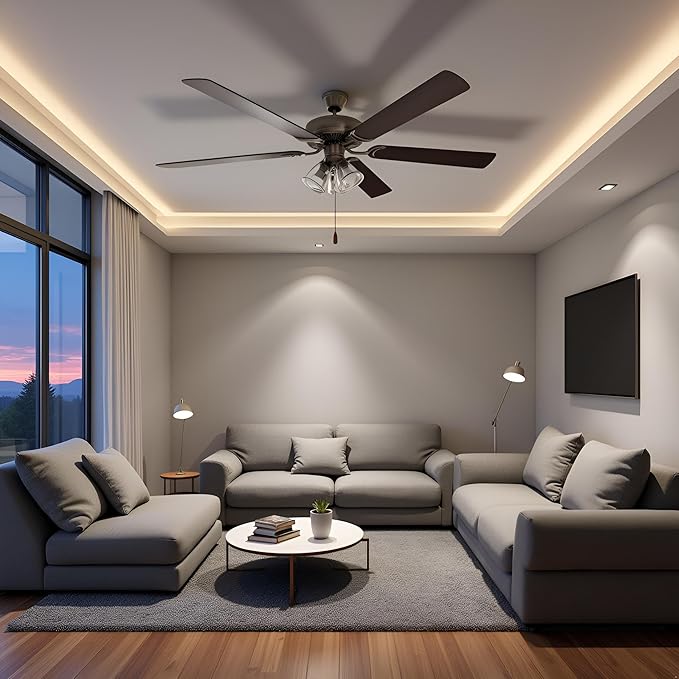 Aspen Creative 22011-1, Three-Light Ceiling Fan Light Kit with Pull Chain, Brushed Nickel Finish with Clear Glass Shades, 13-1/8" Diameter x 6-3/4" Height