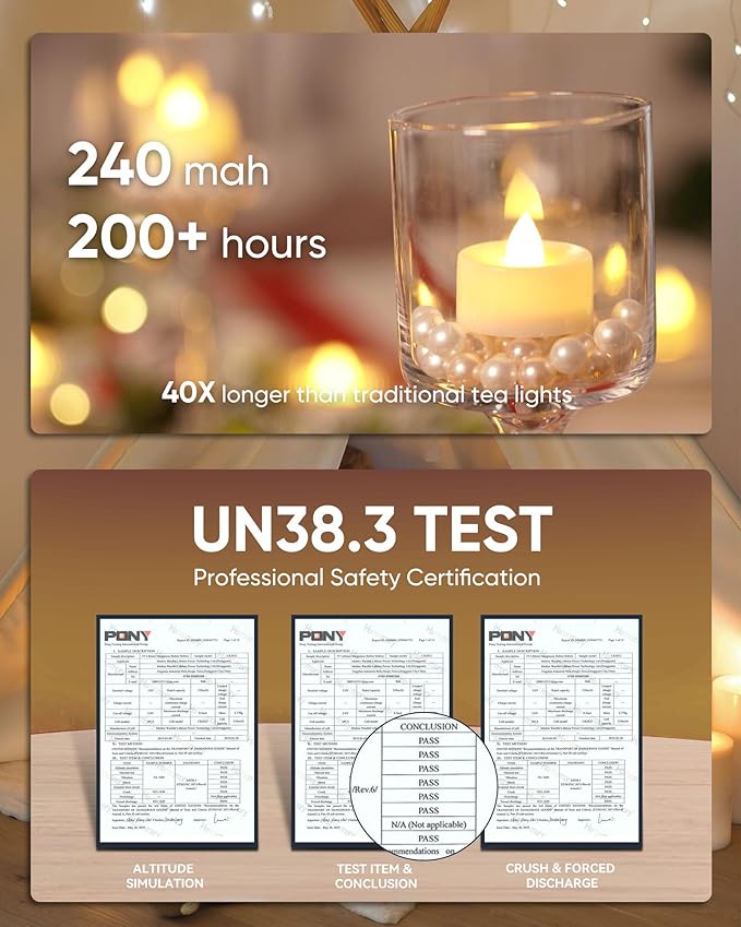 Homemory 12-Pack Flameless LED Tea Lights Candles Battery Operated, 200+Hour Fake Electric Candles TeaLights for Votive, Halloween, Ofrenda, Diya, Wedding Centerpiece Table Decor, Funeral, Christmas