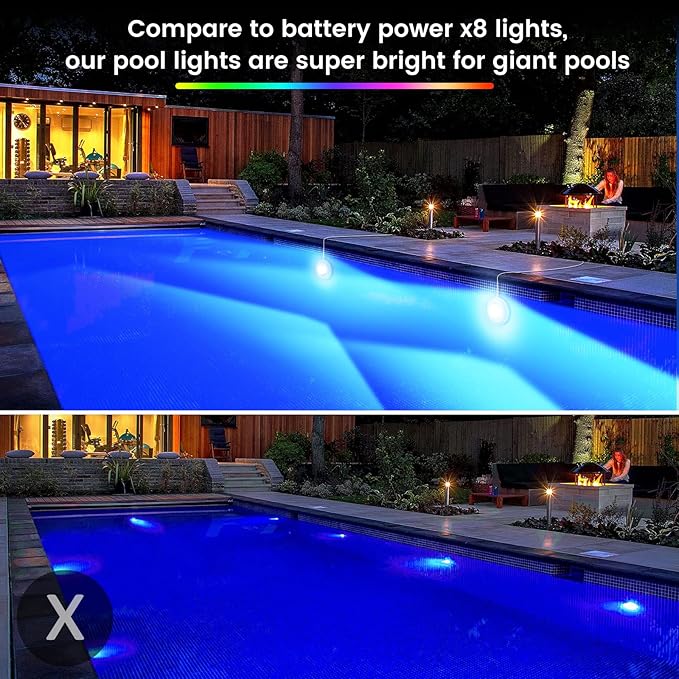 LyLmLe LED Pool Lights 40W Double Lights for Giant Pools, 12V APP Control Underwater Light with Magnet & Timer, 1600lm, IP68 Waterproof Submersible Light for Aboveground and Inground Pools