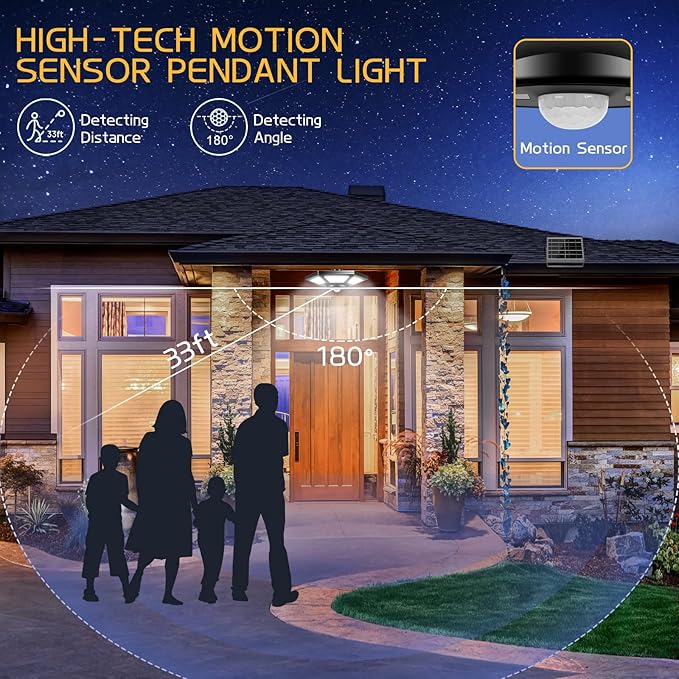 Deogos Solar Shed Light, Solar Pendant Light Indoor Outdoor,180 LED 1000LM Solar Indoor Lights Motion Sensor with Remote Control for Shed Barn Gazebo Garage Home