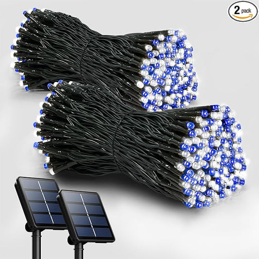 Selarlyt 2 Pack Solar Christmas Lights Outdoor, 72FT 200 LED Solar String Lights with 8 Lighting Modes, IP65 Waterproof Solar Lights Outdoor for Xmas Garden Party Tree Decor.