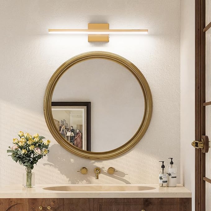 VOLISUN Modern Bathroom Vanity Light 24 inch, 14W Dimmable 5CCT Led Bathroom Light Fixture Over Mirror, Brass Bar Vanity Light for Bathrooms Mirror Cabinets Bedroom-ETL Certificated