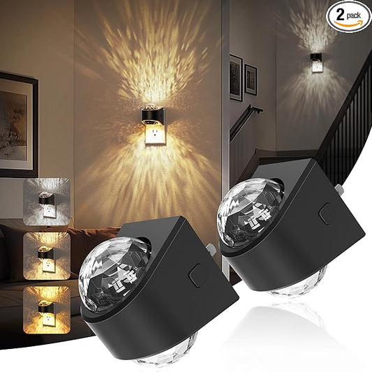 JandCase Night Lights Plug into Wall, 2 Pack Star Projector Night Light, 3CCT Automatic Galaxy Nightlight Plug in with Light Sensor for Bathroom Hallway Room Decor