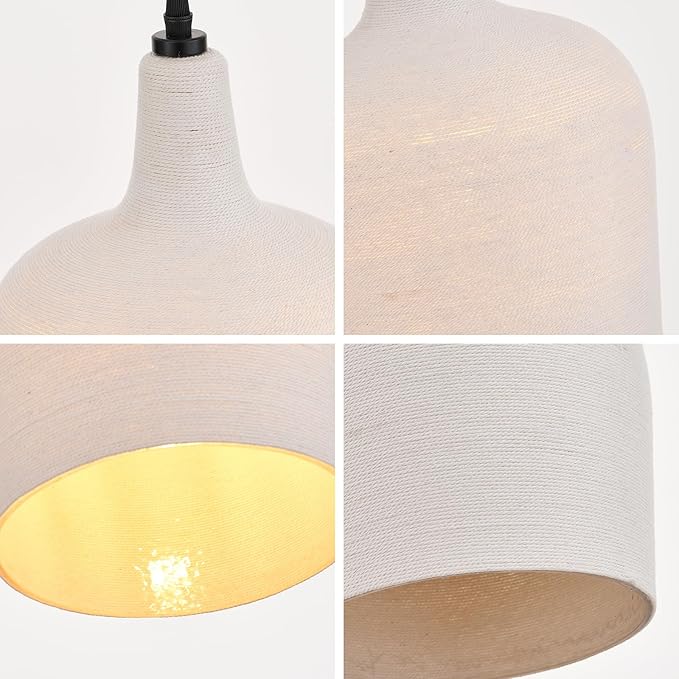 Large Hammered Glass Rattan Pendant Light Boho 1 Light Single Dome Pendant Lighting Fixtures for Kitchen Island Dining Room Hallway, Dia 9 Inch, UL Listed