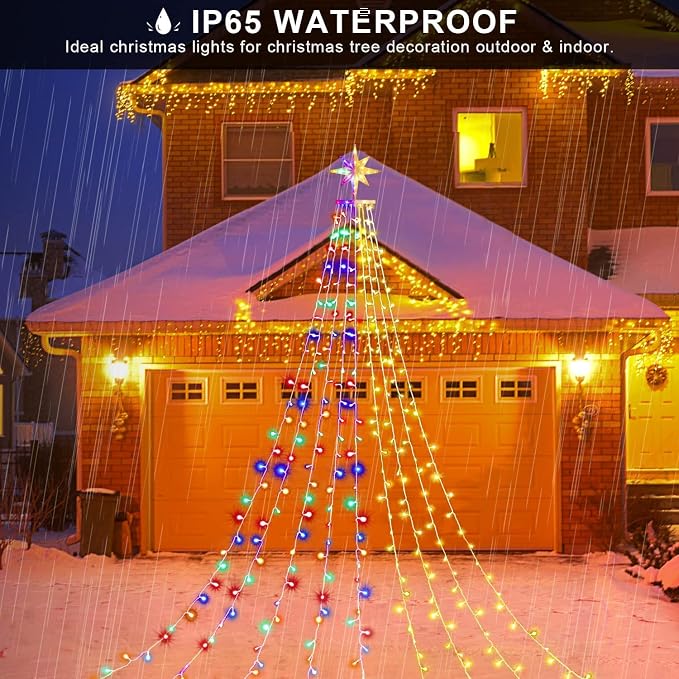 Christmas Decoration Dipper Star String Lights,320 LED Color Changing Christmas Tree Lights 8 Modes & Waterproof for Xmas Party Wedding Patio New Year Holiday