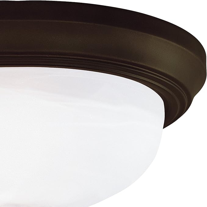 Westinghouse 64291 13-Inch Two-Light Flush Mount Fixture, Oil Rubbed Bronze with Frosted White Alabaster Globe