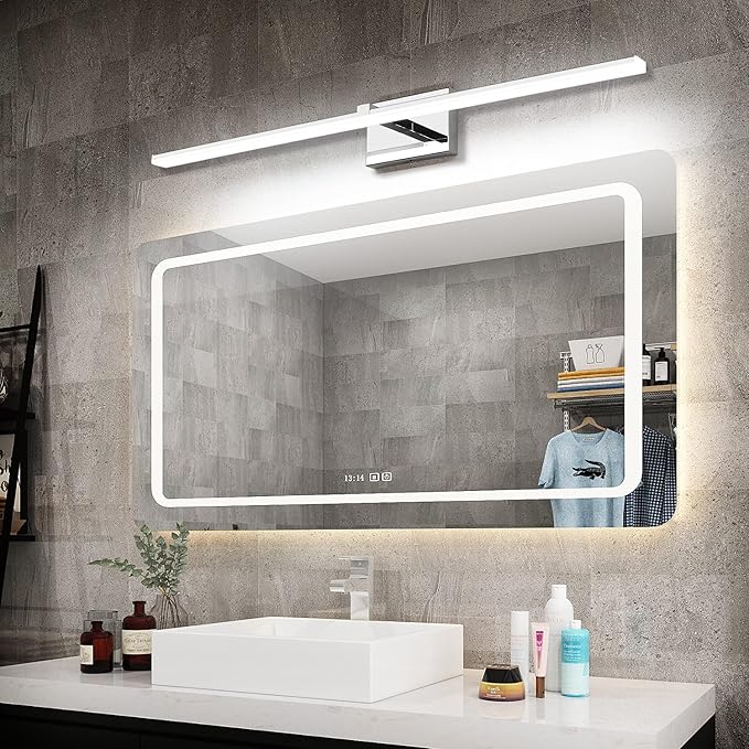 ZUZITO Modern Bathroom Light Fixture - Chrome LED Dimmable Vanity Light Bar 40 Inch Bathroom Light Fixtures Over Mirror 6000K Cool Whtie