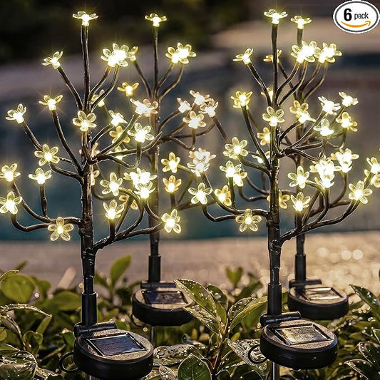 Solar Garden Lights Outdoor Waterproof,Garden Decor Solar Flowers For Outside Decorative,6Pack 2Modes Solar Powered Fairy Outdoor Decorations for Yard Patio Pathway, Gardening Gifts Mothers Day