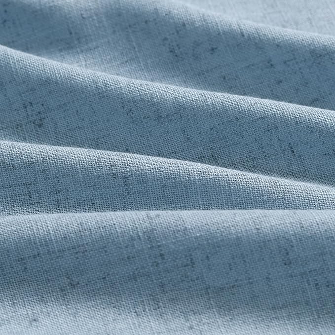 Nanspring Blue Extra Long Curtain 102 inches Long 2 Panels Set for Living Room Back Tab Modern Farmhouse Coastal Decor Cotton Textured Dusty Blue Sheer Linen Curtains for High Window 52x102
