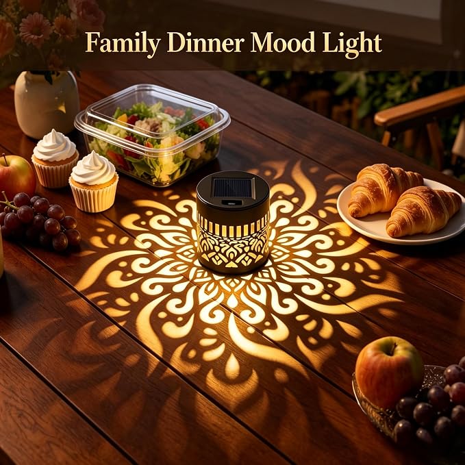 2-Pack Solar Mandala Fence Lights, Decorative Outdoor Solar Lights | Waterproof Metal Mandala Lights for Garden Patio Backyard Deck Post Decor