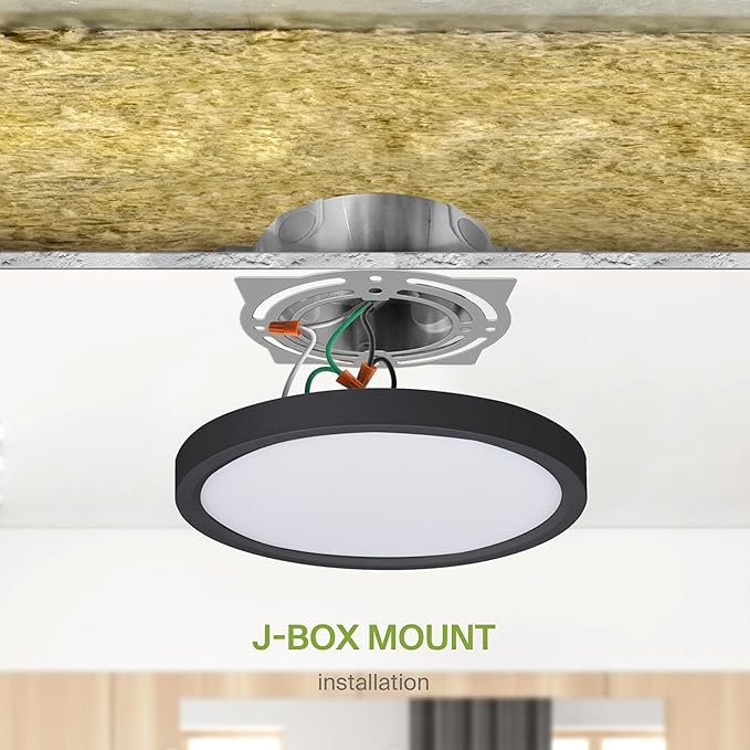 ASD LED 7" Round Flush Mount Ceiling Light Fixture, Low Profile Surface Lighting | 5CCT, Dimmable, Ultra-Thin, ETL Listed | 15W 1260LM 2700-6000K 120V | Kitchen, Bedroom, Hallway Lamp | Black