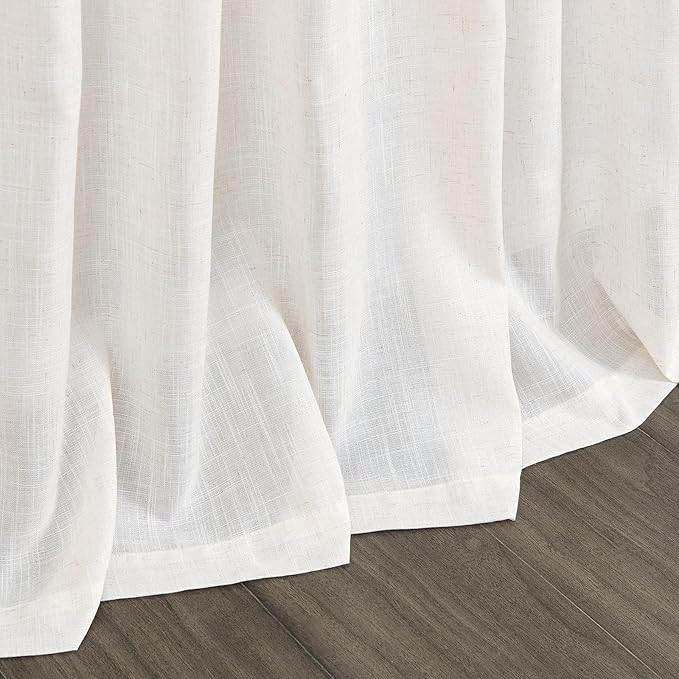 Ivory White Linen Curtains for Living Room 94 Inches Long Light Filtering Semi Sheer Curtain Back Tab Rustic Luxury Neutral Modern Farmhouse Decor Drapes for Bedroom Dinner Room 52x94, 2 Panels