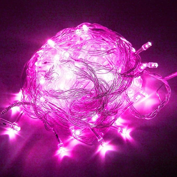 Lainin 3.5M/11ft 96 LED Linkable Fairy Curtain String Light with 8 Modes Memory Functional Controller for Indoor/Outdoor/Patio/Wedding/Christmas Party Holiday Decoration (Pink)