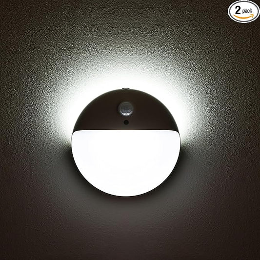 YUNLEX 2 Pack Battery Night Light, Toilet Lights, 2.6" Small Motion Senor Light, Stick on Lights, 3 Light Modes, Dimmable LED Nightlight for Closet, Stairs, Garage, Cabinet, Toliet, Daylight White