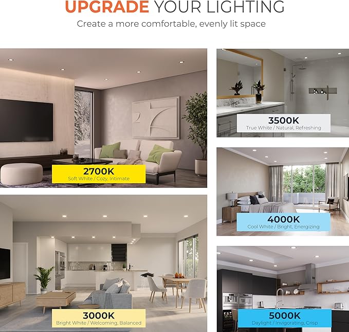 HALO HLB 4 inch LED Recessed Ceiling Light Canless Dimmable with Selectable Lumens and Selectable Color 27/30/35/40/5000K Wet Location Airtight Ultra Slim Indoor Outdoor HLB4LSFS5