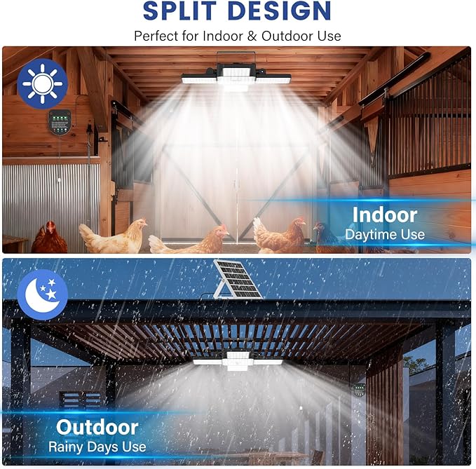 Solar Shed Light Indoor Outdoor, 2000LM 268LED Solar Pendant Light with Motion Sensor, Pull Cord Controller with Mode & Battery Display, Day/Night Use, 4 Modes, IP65 Waterproof for Garage Barn Gazebo
