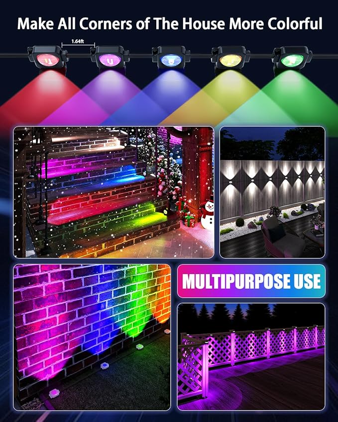 Super RGB Permanent Outdoor Lights 100Ft 60LEDs, Smart RGB-IC Year Round Eave Deck Fence Outside Lights with Remote & App Control, Multicolor & White Individual DIY LED Christmas Holiday Decor