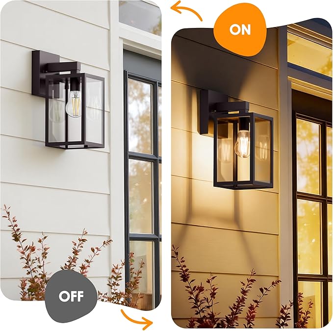 MATAMEYE Outdoor Wall Lantern, Waterproof Exterior Wall Sconce Light Fixture, Dark Chocolate Front Door Lamp, Anti-Rust E26 Socket Porch Lighting