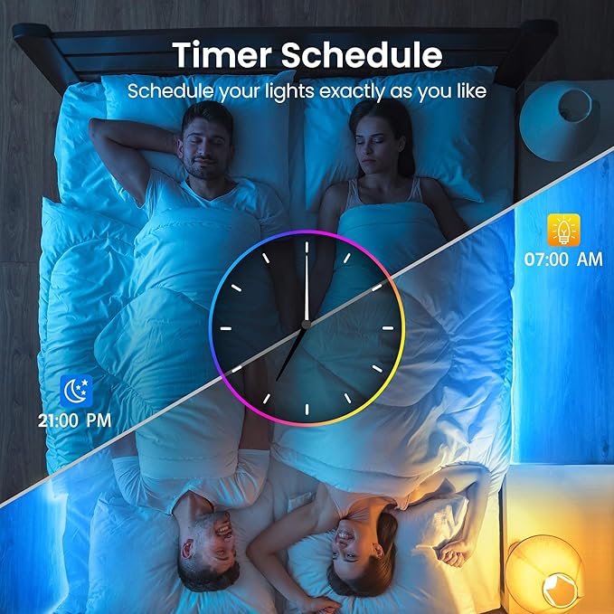 TJOY 100ft Smart Led Strip Lights for Bedroom, Compatible with Alexa and Google Assistant, RGB Color Changing, Wireless Music Sync Led Lights for Room Decor(APP+Remote+Voice)