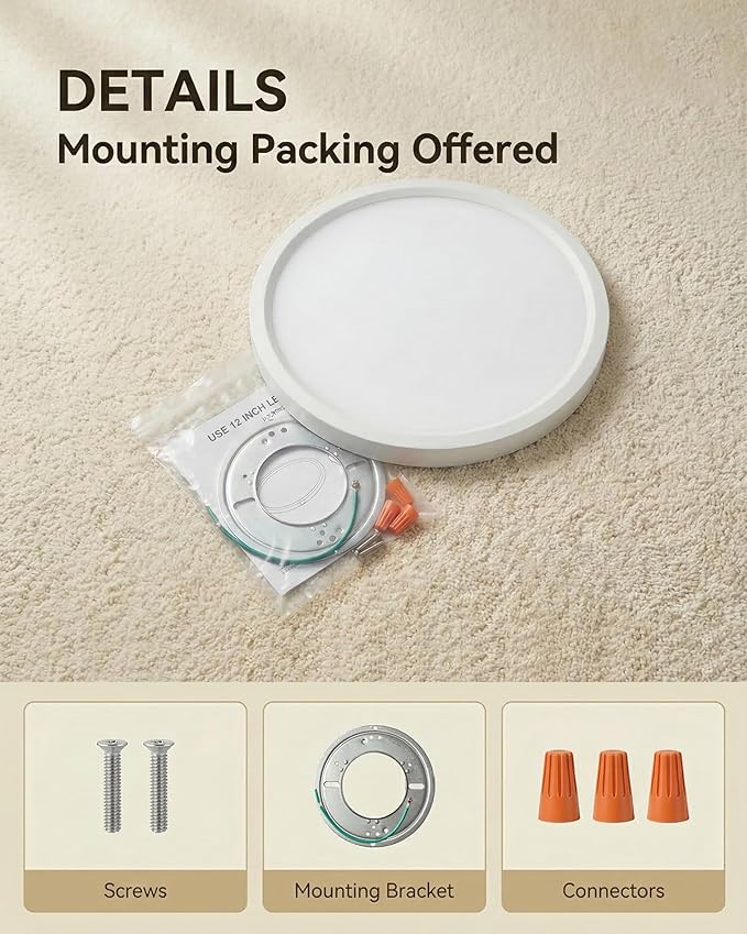LEDYOND 11 Inch Flush Mount Ceiling Light 2 Pack White, 5CCT 3000K-6500K, 1100LM Dimmable LED Flat Panel Light, 0.52in Ultra Thin, Push-In Installation, Round Ceiling Light for Bedroom Kitchen Hallway
