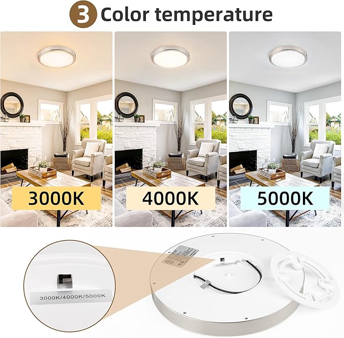 Hlite 6pack 9 Inch Flush Mount LED Ceiling Light Fixture,18W 1800LM Super Slim Light Fixtures Ceiling Mount 3000K/4000K/5000K 3CCT Selectable,Light Fixtures for Kitchen,Bedroom (Brush Nickel)