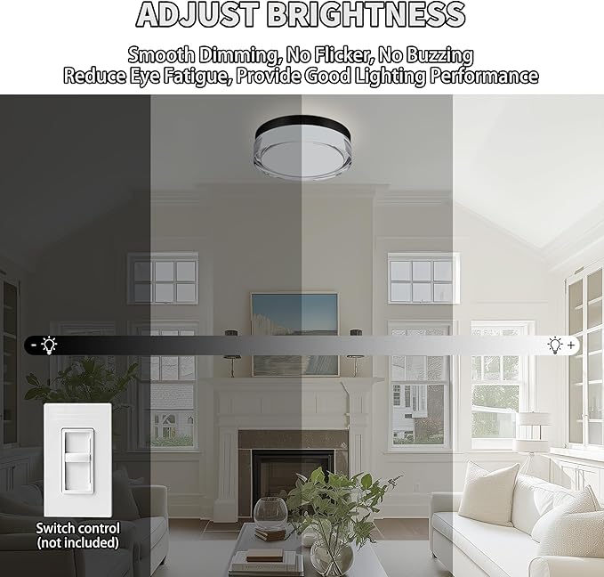 9 inch Flush Mount Ceiling Light Fixture, 3CCT LED Ceiling Lights, Black Modern Dimmable Lighting for Hallway Bathroom, Crystal Prismatic Featured, 3000K/4000K/5000K