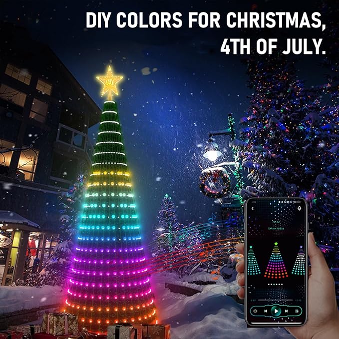 Lemical USB Smart Fairy String Lights 33FT 100 LED DIY Twinkle Lights with App & 40-Key Remote Control IP65 Waterproof 64 Scenes Music Sync RGB IC Lights for Bedroom, Christmas, Parties, Decoration