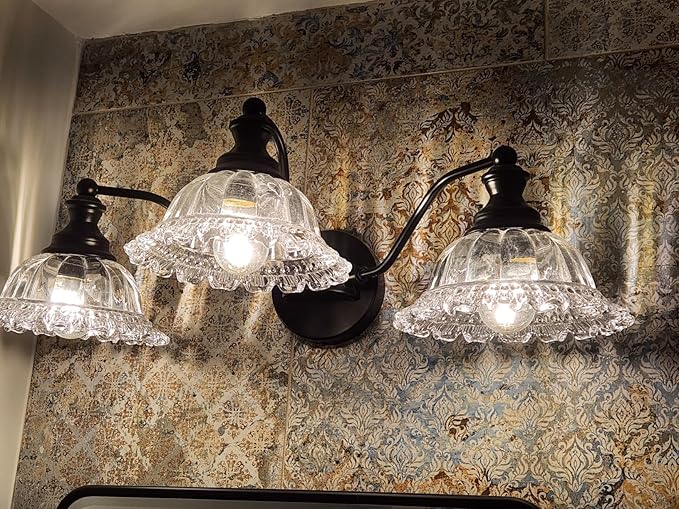 XIEDUN Farmhouse Vanity Lights for Bathroom Light Fixtures Black Vanity Lights 3 Light Bathroom Light Fixtures