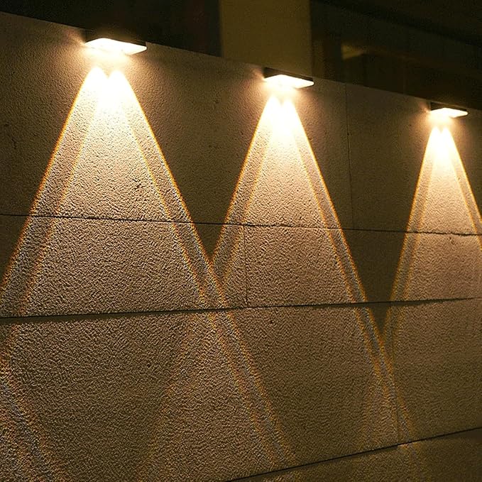 Solar Fence Lights Downlights 3000K/4000K/6000K Dusk to Dawn (8 Pack) | Bright LED Lens Downlights Waterproof 3 Modes Deck Lighting Solar Powered for Wall Fence Step Porch