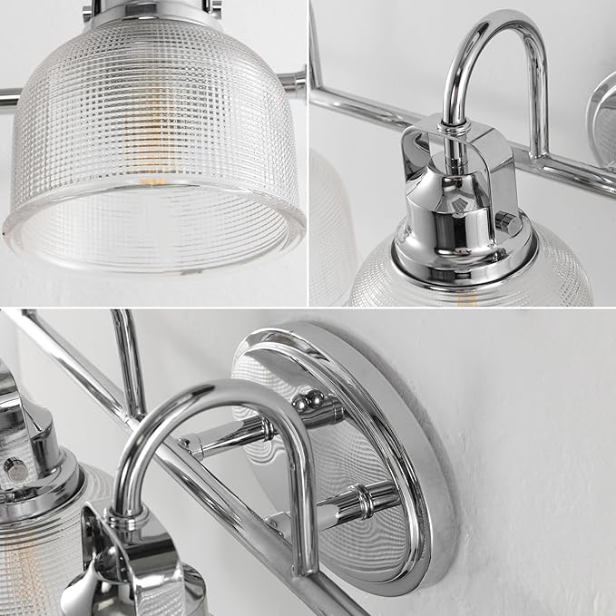 JONATHAN Y 30" Chrome Modern Bathroom Vanity Light, 4-Light LED Wall Sconce, Clear Glass Bell Shade for Mirror Hallway Kitchen, ETL Listed, LED Bulb Included (JYL7902A)
