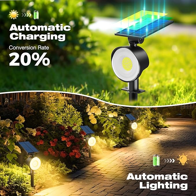 nipify 10 Pack Solar Spot Lights Outdoor Waterproof with 3 Modes, Solar Spotlight Light for Outside Yard Landscape Lighting Pathway Lights Wall,Warm White
